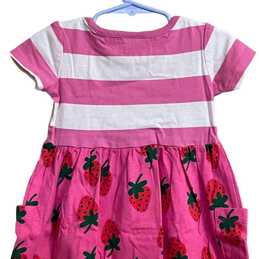 Hanna Andersson Girls Striped Strawberry Mixie Dress 2T 85CM Pink Summer NEW - Picture 8 of 12
